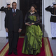 King Mswati III of Swaziland and his wife Inkhosikati La Mbikiza arrive at the White House for a group dinner during the U.S.-Africa Leaders Summit Aug. 5, 2014 in Washington, D.C.
Photo by BRENDAN SMIALOWSKI/AFP/Getty Images